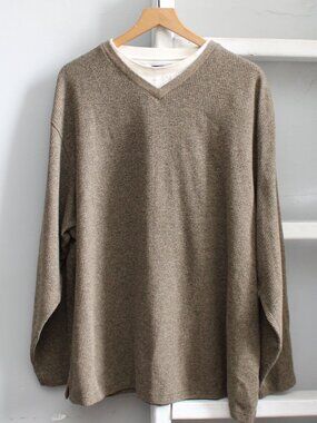 Hagger VTG 90s Y2K Brown Knit Pullover Sweater with Mock Tshirt Layer Size XL
